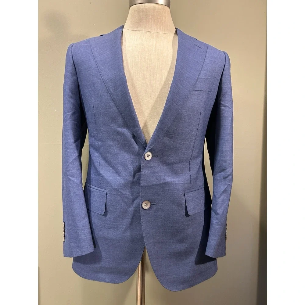 SuitSupply Lazio Blazer Jacket Wool  Mens 38S Slim Blue Vitale Barbaris Canonico